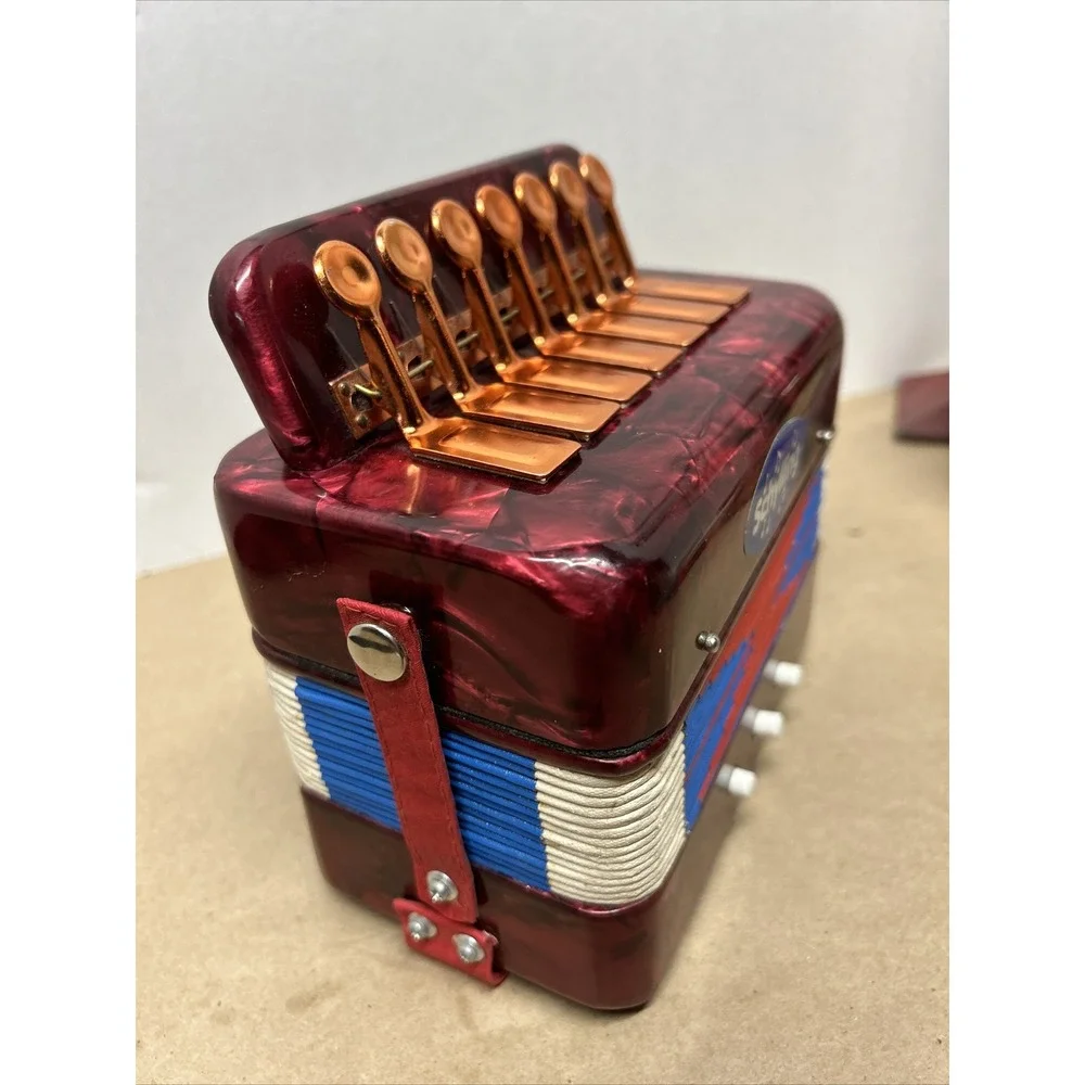 Schylling Red Marble Accordion Childs Musical Toy Instrument Squeeze Box Works!